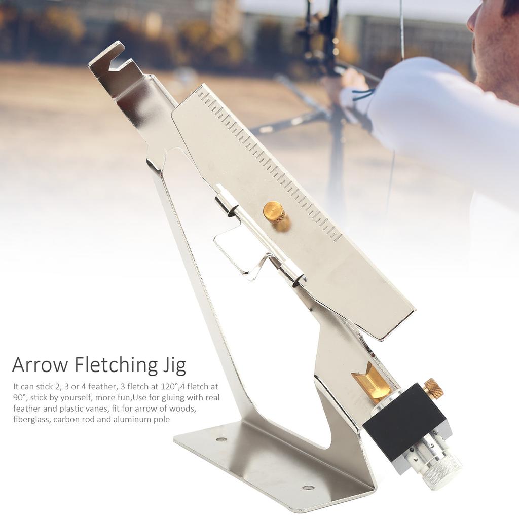 Aluminum Alloy Arrow Fletching Jig Adjustable DIY Feather Stick Tool Archery Accessory
