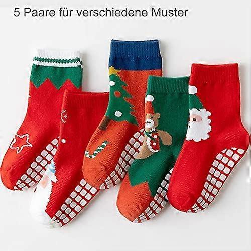 5 Pairs Toddler Baby Christmas Socks Anti Slip Socks Children Anti Slip Socks for Boys Girls SML