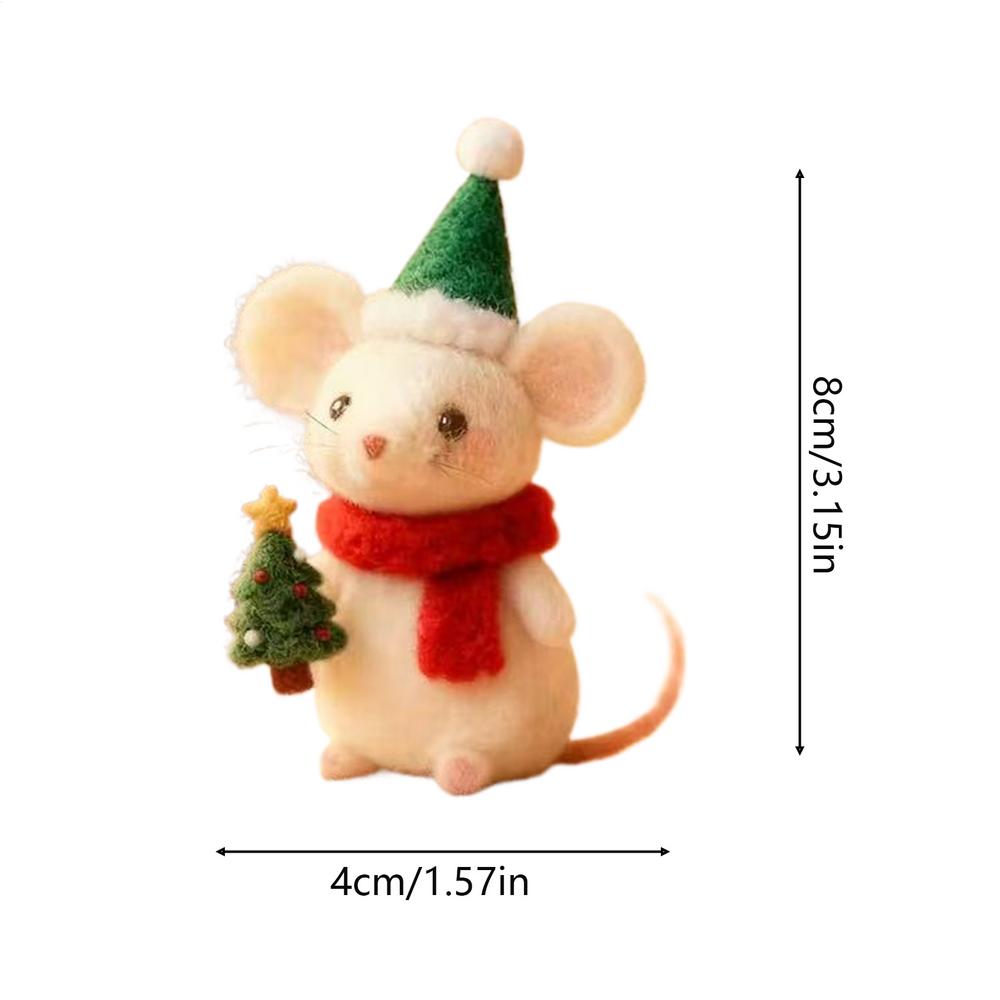 3D Christmas Felt Mouse Mini Animal Figurine Christmas Handmade Felt Mouse Ornament Desktop Decoration Party Gifts