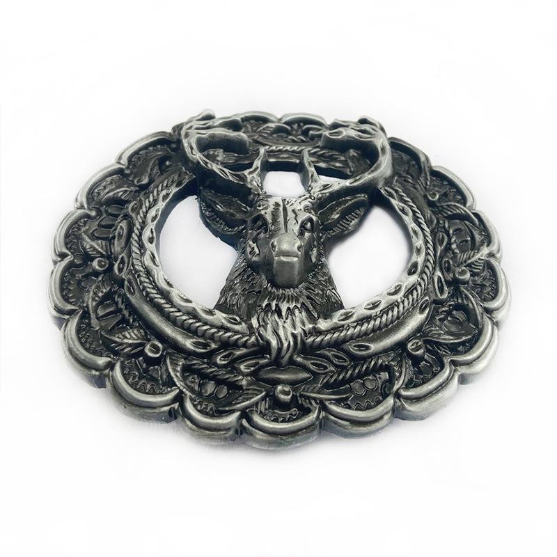 Western Cowboy Deer Head Totem Belt Buckle - Retro Style