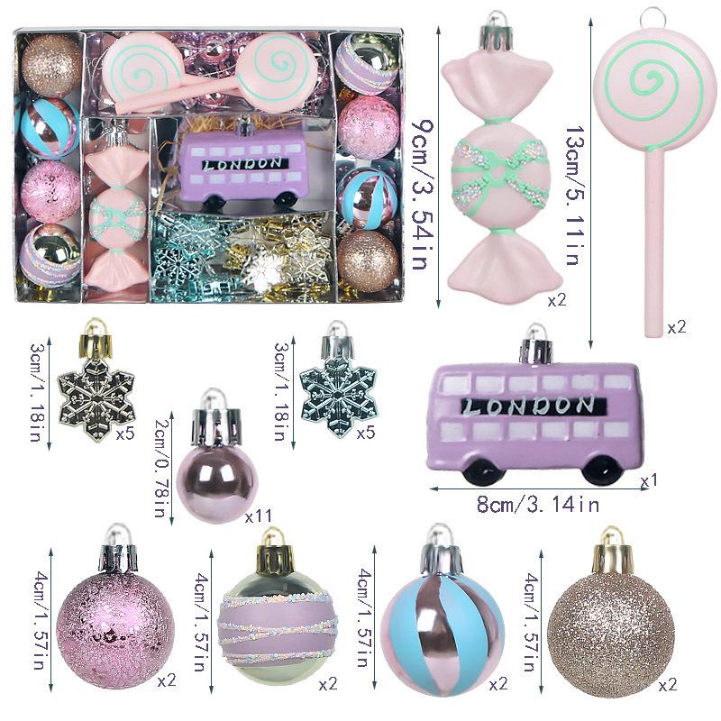 Christmas Macaron Ball Ornament Set: Candy Series Painted Plastic Tree Decor
