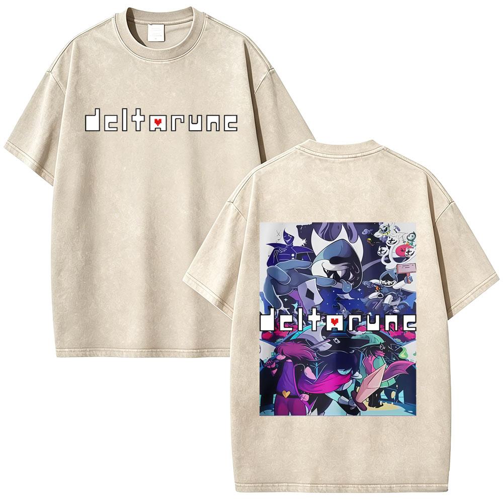 Washed Vintage Game Deltarune Susie Kris Ralsei Funny Graphic Tshirt Men Women Casual Humor Oversized T Shirts Otaku Lover Gift