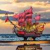 Non-Toxic 2088Pcs Queen Revenge Pirate Ship Building Blocks Models Assembly Toys Small Particle Bricks Game With Lights Gifts Ornaments