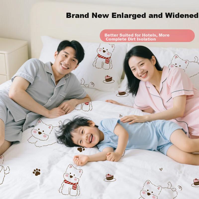 MIIOW Disposable Bedding Four-Piece Set Sheet Duvet Cover Pillowcase Thickened Travel Hotel Double Bed Linens