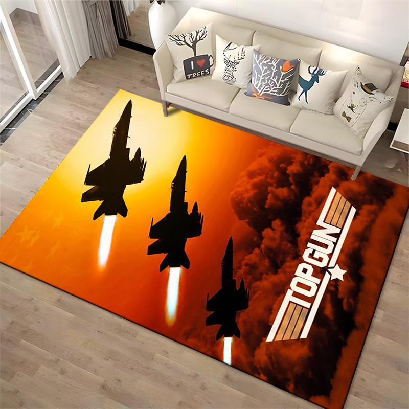 "Top Gun Fighter Jets Carpet, Sunset Clouds Design, Film Decor" Suitable for use as an anti-slip for living room bedroom sofas