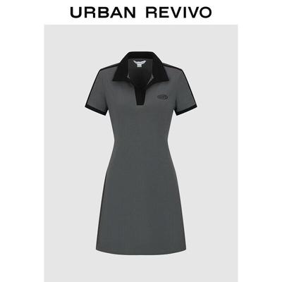 UR 2026 Spring Women's Casual Sporty Colorblock Print Dress