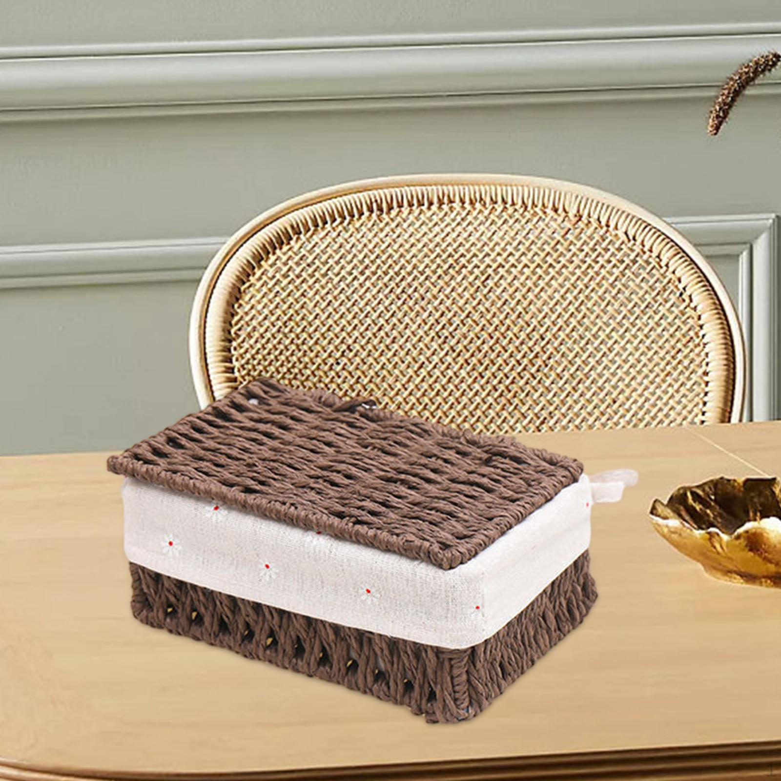 

Корзина для хранения на столе, органайзер для шкафа/многофункциональная прямоугольная корзина/игрушки, одежда Coffee M with Lid