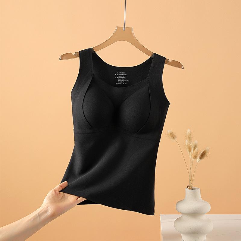 

Женская термомайка на бретелях из шерсти и шелка со встроенными чашками M