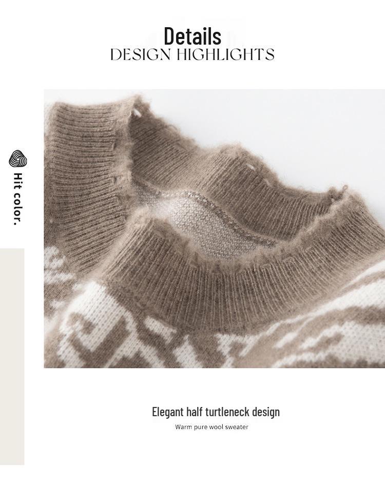 Cashmere Wool Sweater: Soft Half-High Collar Knitwear for Autumn/Winter, Warm Inner Layer, Knitted Base Layer, Sweater Coat.