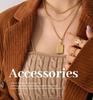 Qiong Yao Hip Hop 26-Letter Square Pendant Necklace, Clavicle Chain, 18K Gold Plated Titanium Steel.
