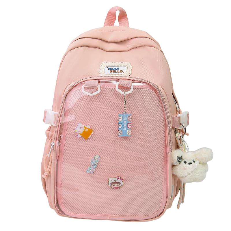 Students Large Capacity Transparent Pocket School Bag Casual Kawaii Ita Backpack Cute Aesthetic Daypack for Teen Girls