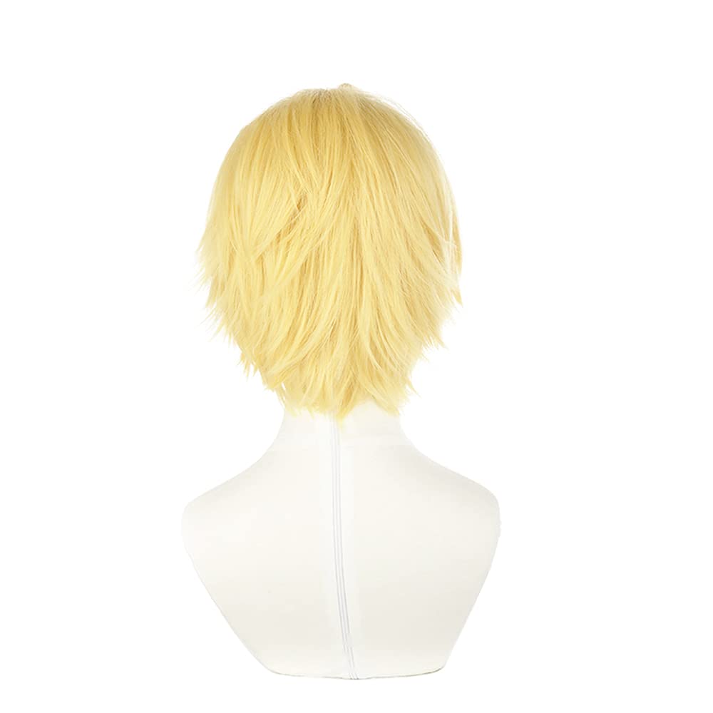 Heat-resistant Cosplay Wig, "Second Castle" Gold, Cool Short Hair, Perfect for Parties and Disguises. Includes Bonus Net.