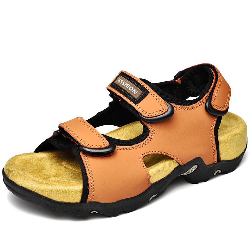 Men's Sandals Genuine Leather Open Toe Summer Versatile Student Sports Casual Beach Shoes Dual-Use Soft Bottom Slippers Men