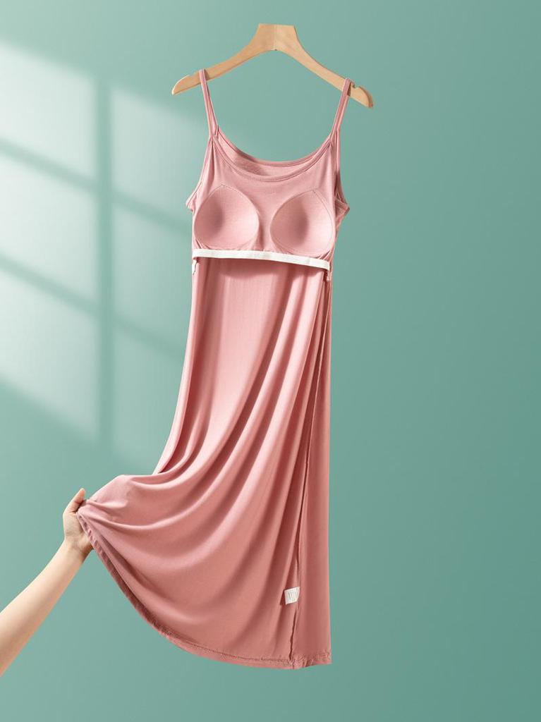 Modal Strappy Built-in Bra Summer Sleeveless Dress for Women 2025