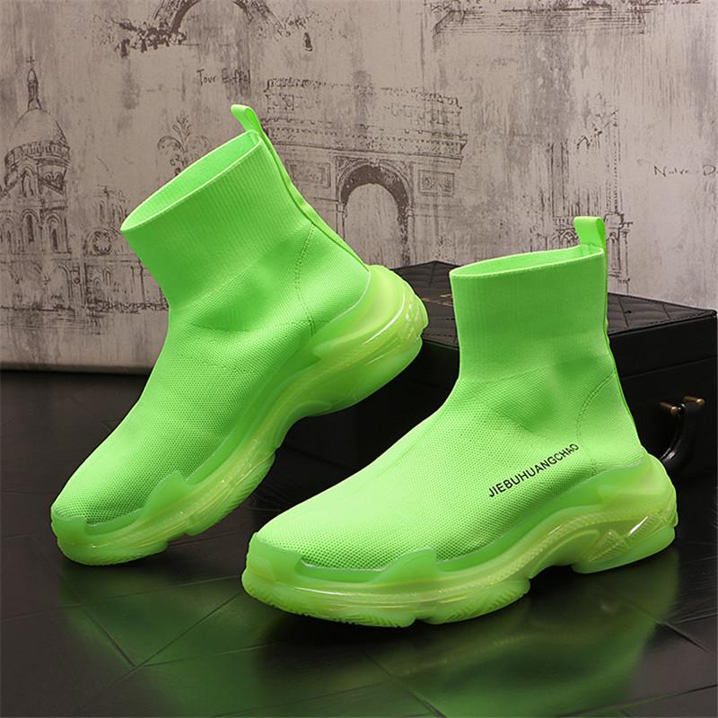 Autumn Men Sock Shoes Stretch Fabric Shoes Slip-On Over The Casual Shoes Men Pumps for 2024 Walking Flat Short Boots
