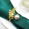 6Pcs Metal Napkin Rings Pearl Wheat Napkin Holder Fashion Napkin Buckle  for Wedding Birthday Party