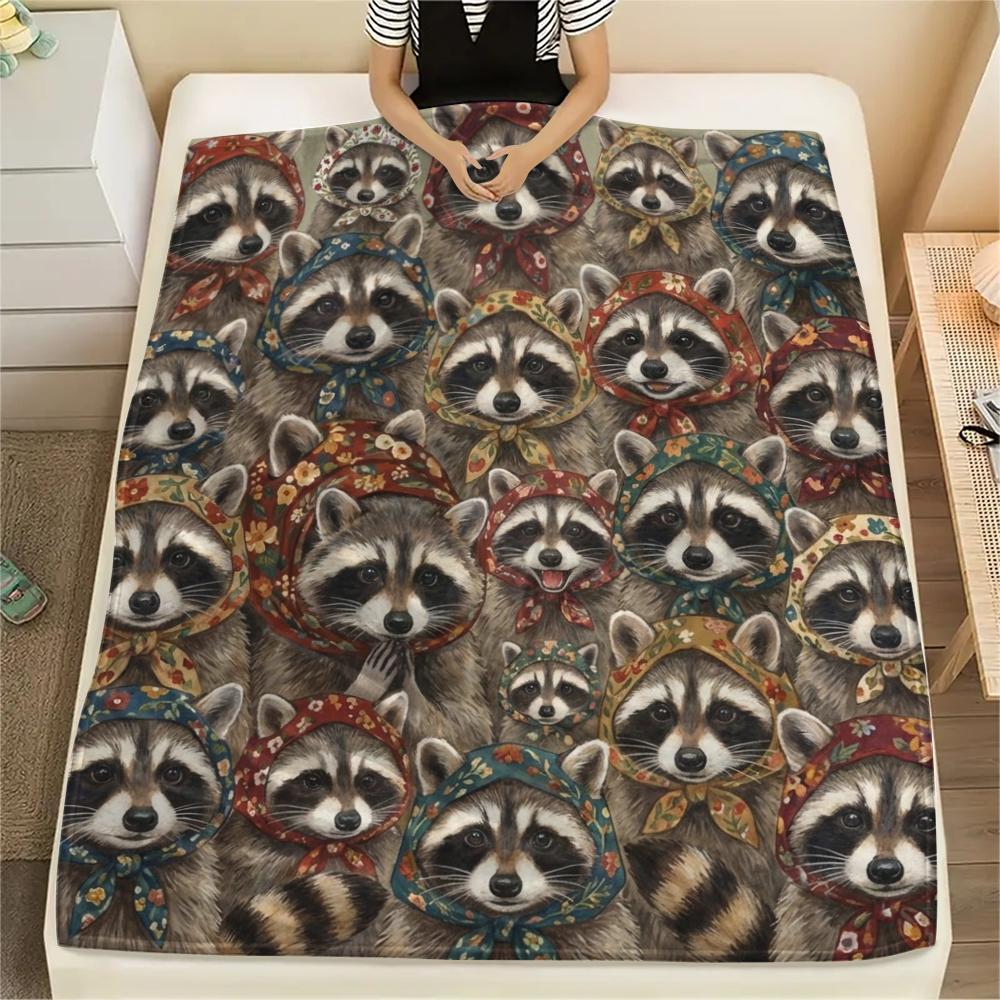 

1PC Retro Animal Art Print Flannel Blanket, High quality All Seasons, Home Decor, Warmth and Comfort, Perfect for Christmas Gifts 80cm x 120cm