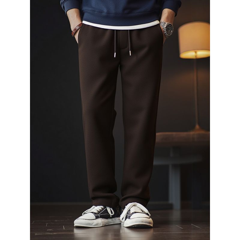 Light Luxury Old Money Style Acetate Merino Wool Straight-Leg Knit Casual Pants for Men, Spring and Autumn Pants, Export Men's Long Pants