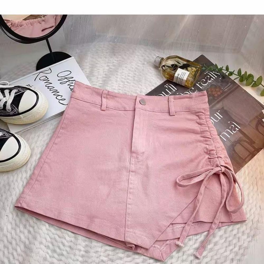 Women's New High-waist Irregular New Drawstring Hip Slimming A-line Shorts