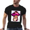 Unisexs Slim Fit Designer Soft Color Cotton Tee Mushroom Crystal Necklace Graphic