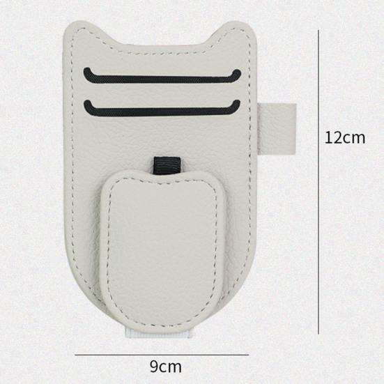 Universell visirklämma multifunktionell bilorganisatör för solglasögonkort magnetisk konstläderhållare för de flesta fordon