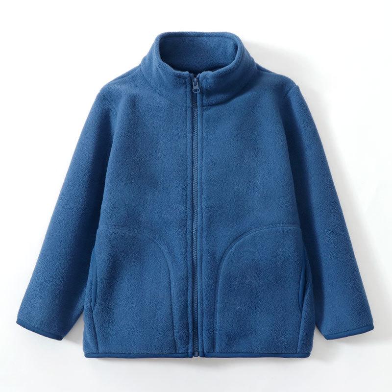 Autumn Winter Kids Outerwear Polar Fleece Jacket Zipper Thermal Coat for Boys Girls Solid Warm School Layering Cozy Tops Clothes