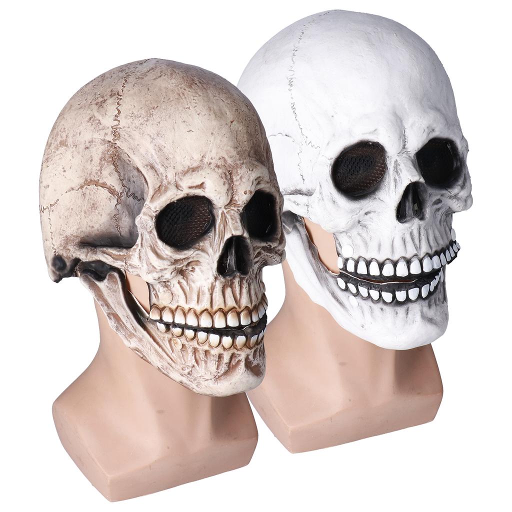 Cadılar Bayramı Kafatası Kaskı Lateks Hareketli Çene Tam Kafatası Kaskı Tatil Partisi Dekorasyonu Cosplay Cos