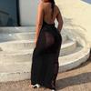 Beach Bikini Halter Neck Sexy Dress for Women New Knitted Tassel Backless Women's Gown