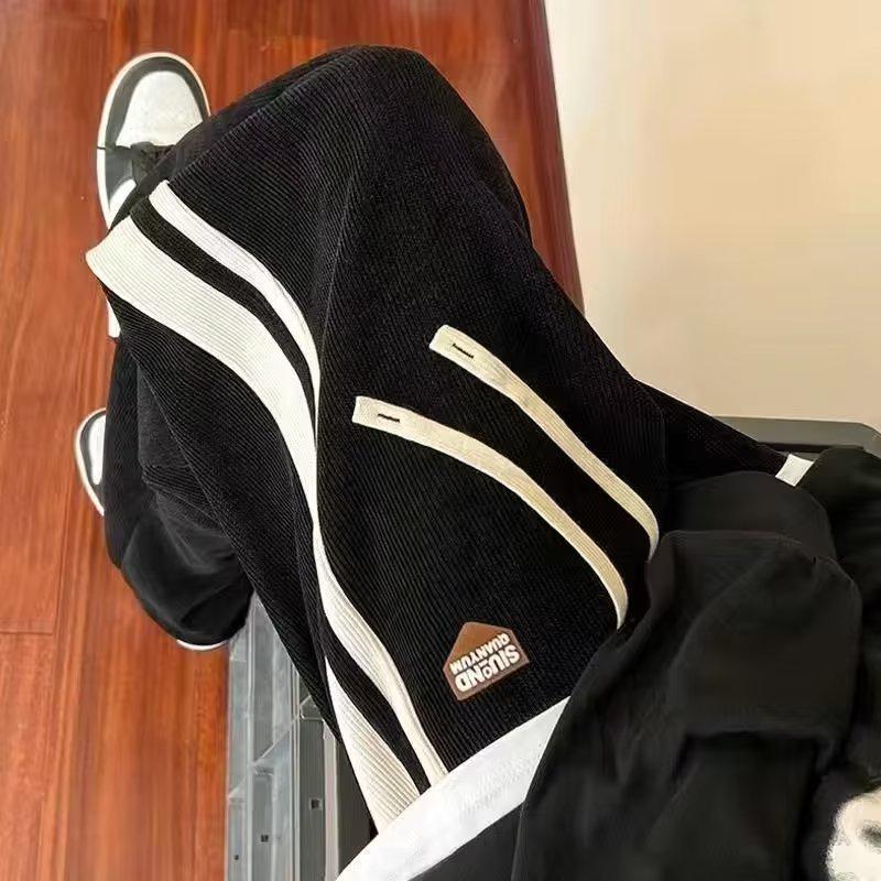 

Модні чоловічі вільні спортивні штани з прямими штанами осінь 2023 року 2XL чорний