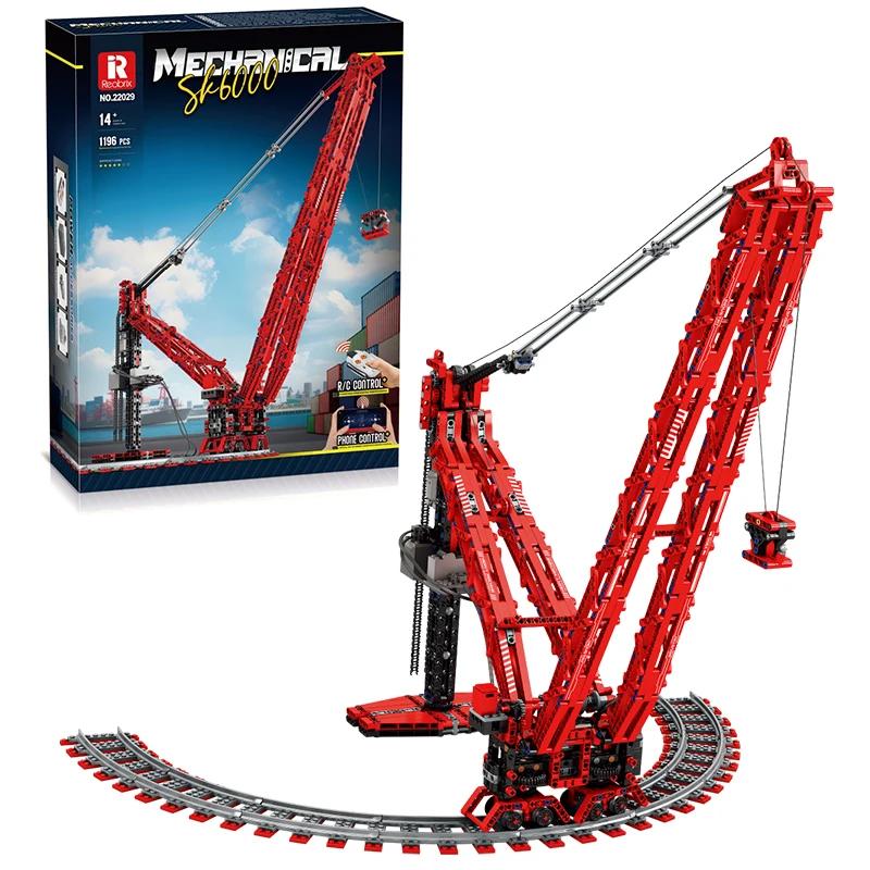 Non-Toxic Sk6000 Crane Building Blocks Heavy Ring Crane Remote Control Technology Bricks Model Desktop Ornaments Kids Toys Holiday Gifts