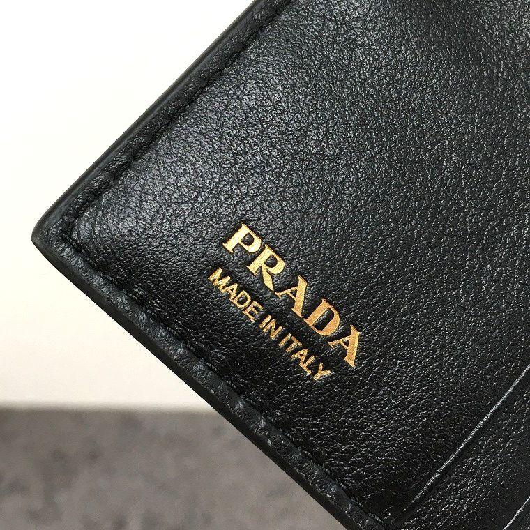 Used Unused Item PRADA Compact Wallet NERO Black RFID with Box 155