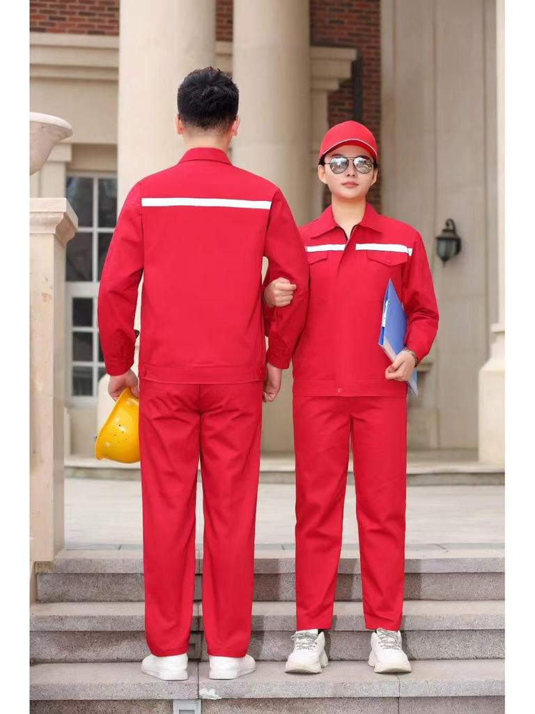 Durable Reflective Workwear Set: Long Sleeve Auto Repair Suit for Spring and Autumn