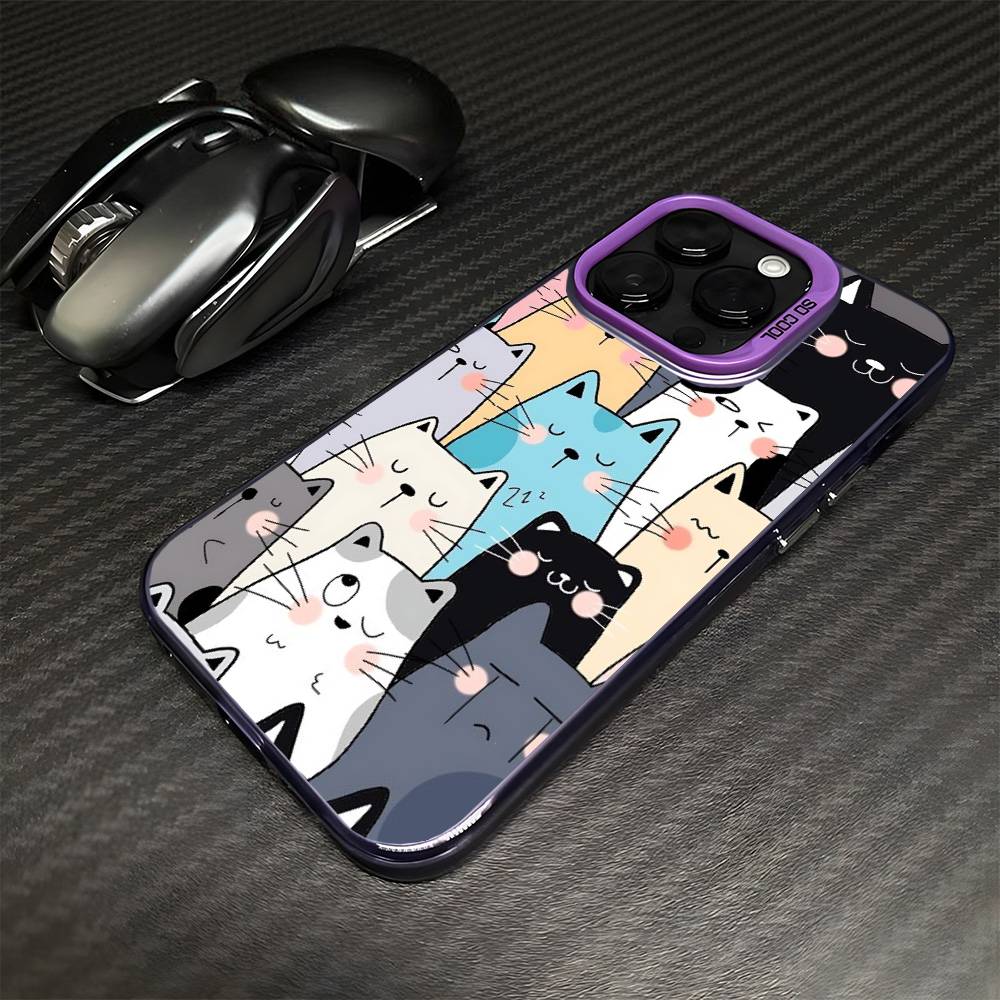 A Lot Of Cats Phone Case For iPhone17,16,15,14,13,12,11 Plus,Pro Max Purple Matte Shockproof Cover