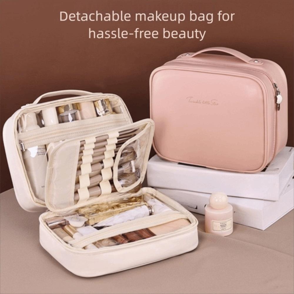 Luxury Double Layer Cosmetic Bag Zipper Portable Toiletry Bag Make Up Storage Organizer Travel