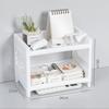 1/2pcs Desktop Double-layer Plastic Storage Rack, Office Stationery And Cosmetics Storage Box, Kitchen And Bathroom Storage Rack
