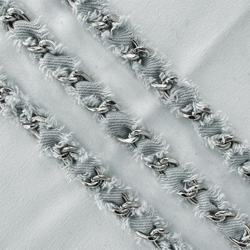 

5 ярдов Джинсовое плетеное кружево с цепочкой Одежда Шляпа Сумка Обувь DIY Декоративное кружево Модный дизайн Джинсовая тесьма с необработанным краем Аксессуары 5yards-450cm