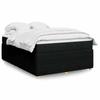 Exclusive House - Slatted Bed Base with Mattress Black 140x190 Cm Fabric