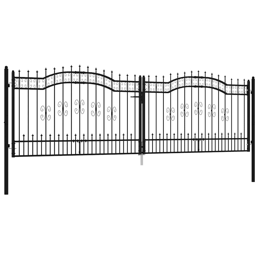 Portail de jardin KAMPEN avec Pointe de Lance Noir 394,5 x 125 cm Acier