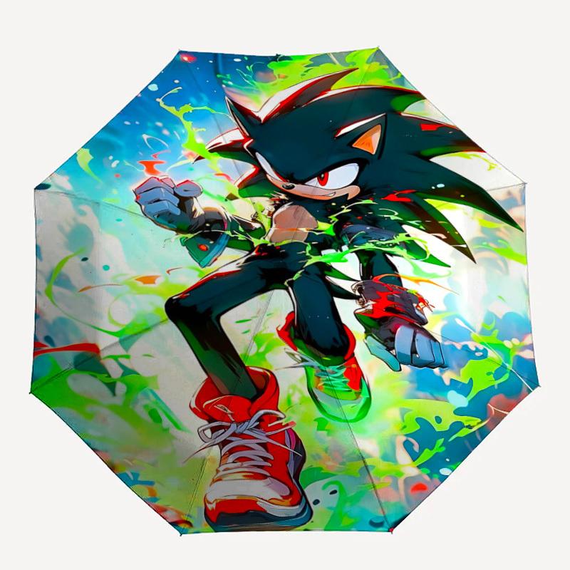 

1pc Sonic the Hedgehog, Super Sonic Automatic Folding Umbrella, 8 Ribs for All-Season Use