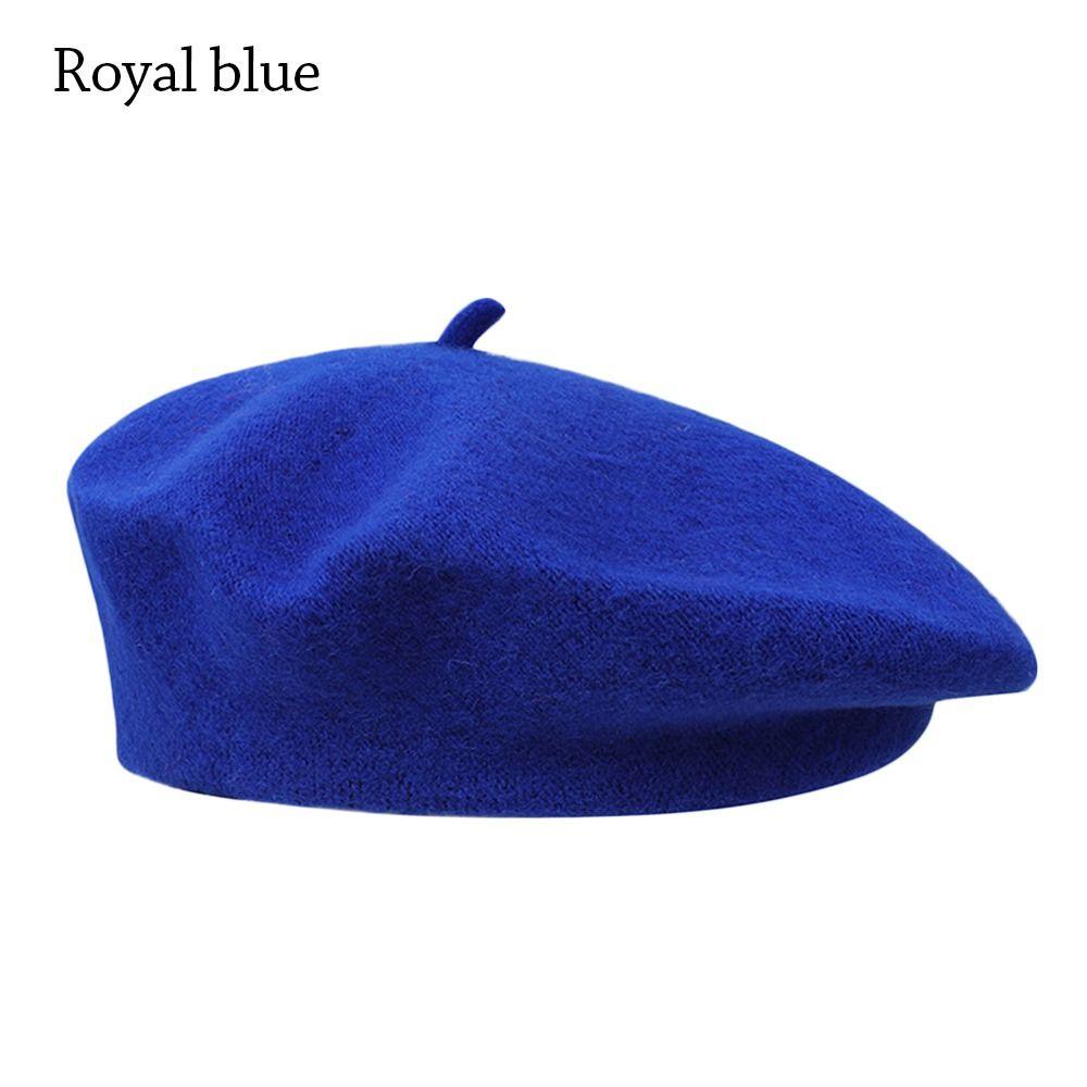Solid Color Wool Berets Hat Retro French Artist Hat Autumn Winter Plain Cap  Lady