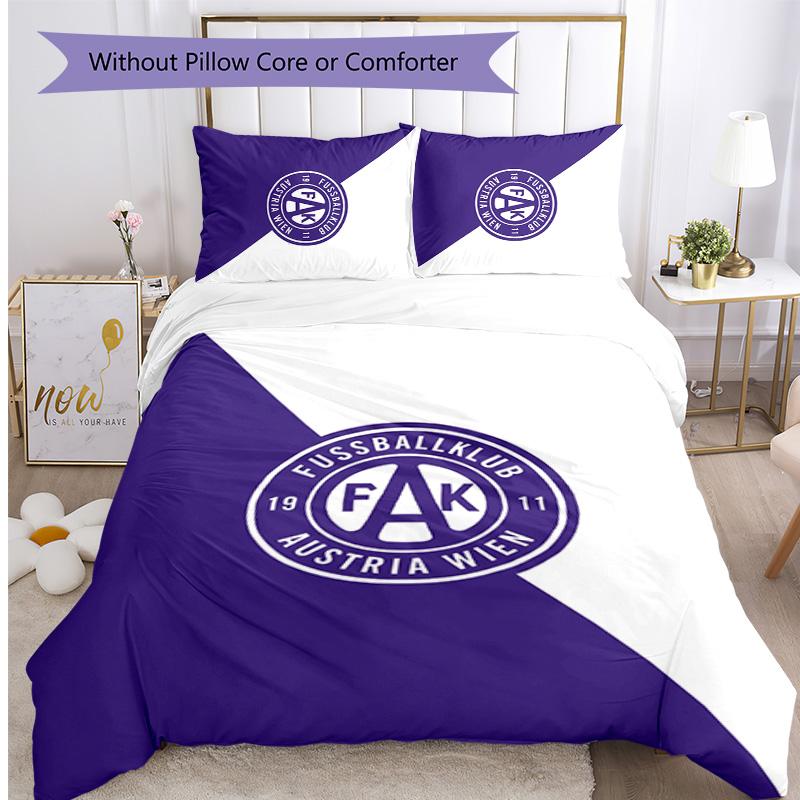 Austria Wien FC Bedrucktes 3-teiliges Bettwäsche-Set Atmungsaktiver Bettbezug mit Kissenbezügen Dekorative Bettwäsche für Schlafzimmer Zuhause