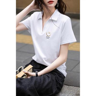 Demana Damen besticktes Katzen-Polo-T-Shirt