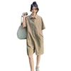 Women's Khaki Sweet & Salty Loose Straight Wide-Leg Shorts for Summer
