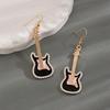 Fashion Retro Punk Style Alloy Drip Oil Guitar Pendant Earrings Neutral Creative Daily Party Jewelry Gifts