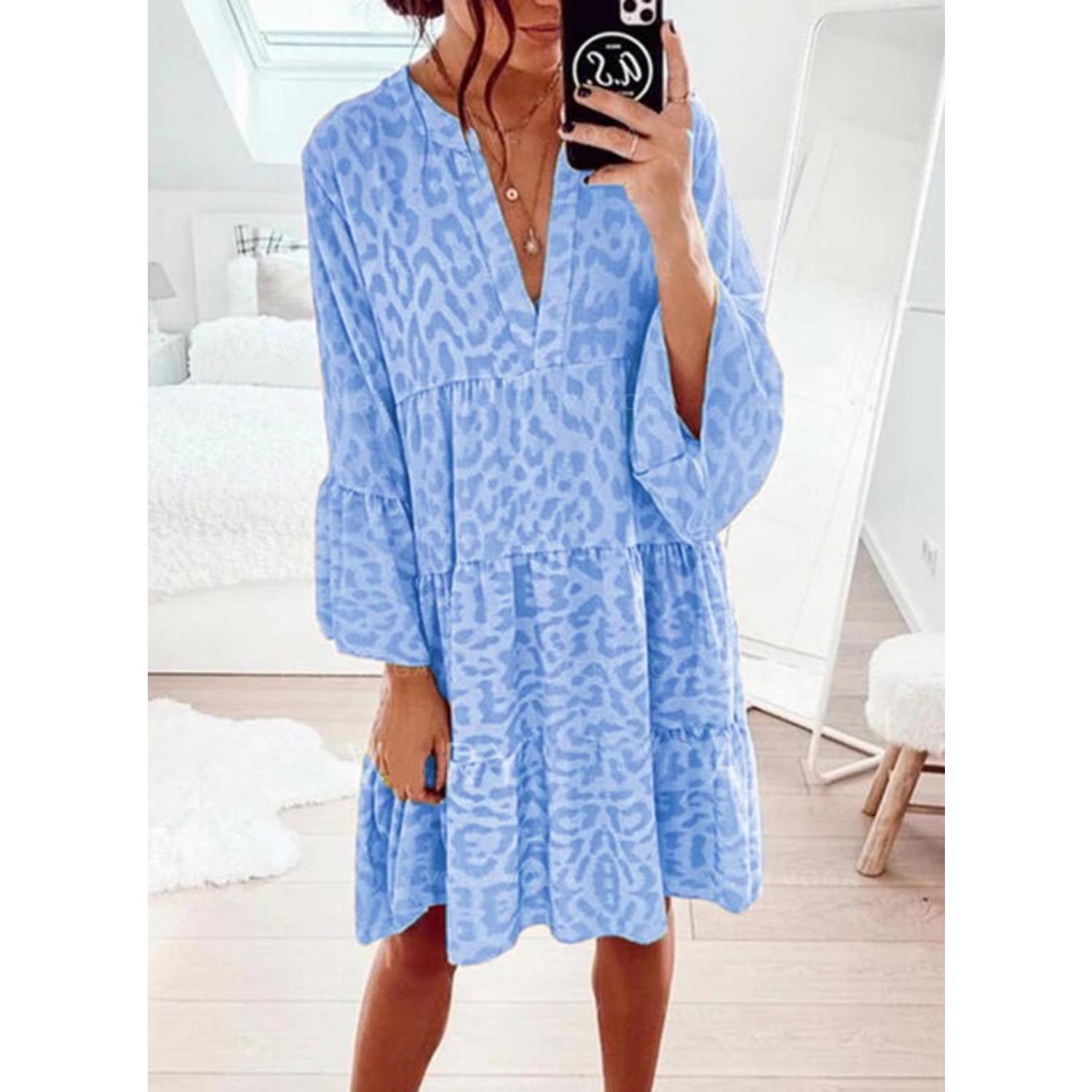 

2025 Новый тренд утягивающего платья с талией, свободное удобное платье, женская мода, элегантное платье, весна-лето, принт 5XL синий