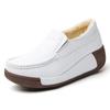 Fashion Spring and Summer Women Fashion Loafers Genuine Leather Moccasins Autumn Slip-on Casual Round Toe Wedge Platform Rocking Shoes