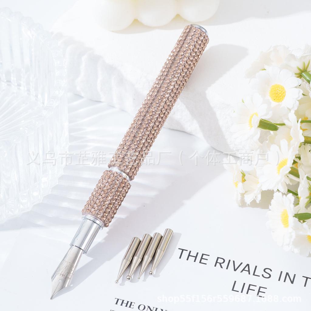 Diamond-encrusted manicure pen, drawing extremely fine manicure pen, painting pen, tracing pen, point drill pen 5 kinds of heads can be replaced