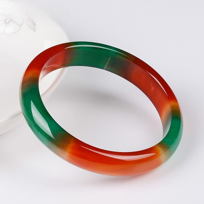 15MM Natural Peacock Agate Bracelet Fashionable Charm Agate Bangle Jade Bracelet Women's Gift