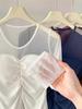 2026 Spring/Summer Women's Slim Mesh Layer Round Neck Long Sleeve Top