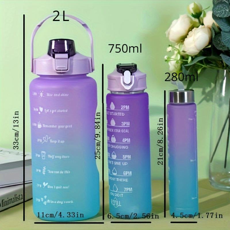 3Pcs Gradient Plastic Cup Set Large Capacity Sports Water Bottle Outdoor Travel Gym Fitness Jugs Student Portable Cup WIth Straw